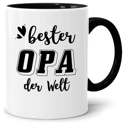 Opa Tasse mit Spruch Bester OPA der Welt, Geschenkidee für Opa zum Geburtstag, Vatertag, Weihnachtsgeschenke für Großvater von Kindern Tochter Sohn, Geschenk Kaffeetasse (Schwarz für Opa) von LOZACHE