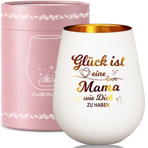 Windlicht Glas mit Geschenkbox für Mama, Teelichthalter mit Gravur Spruch Beste Mama Geburtstagsgeschenk, Dankeschön Mutter Geschenk zum Muttertag Geburtstag Weihnachten (für Mama) von LOZACHE