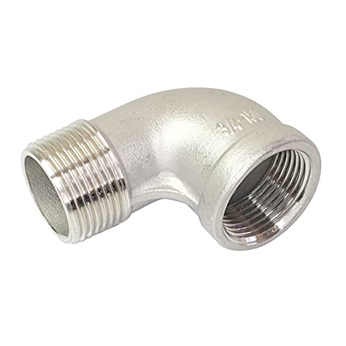 LOZOME 3/4 Zoll NPT Innengewinde x 3/4 Zoll NPT Außengewinde 90 Grad Straßenbogen Edelstahl 304 Gewinde Gussrohrverschraubung (1 Stück) von LOZOME