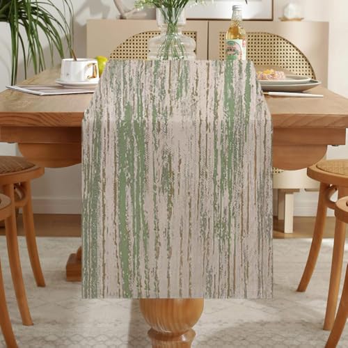 LOZULO Green Tischläufer Modern Tisch Wetterfest Abwaschbar Outdoor Tischdecke Frühling für Party Tischmatten Küche Läufer 40x140cm von LOZULO