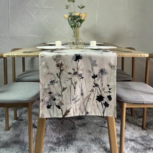 LOZULO Tulpen Tischläufer Modern Frühlingsdeko Tisch Wetterfest Tischläufer Leinen Lang Tischläufer Abwaschbar Outdoor Tischdecke Frühling für Party Tischmatten Küche Läufer 40x180 cm von LOZULO