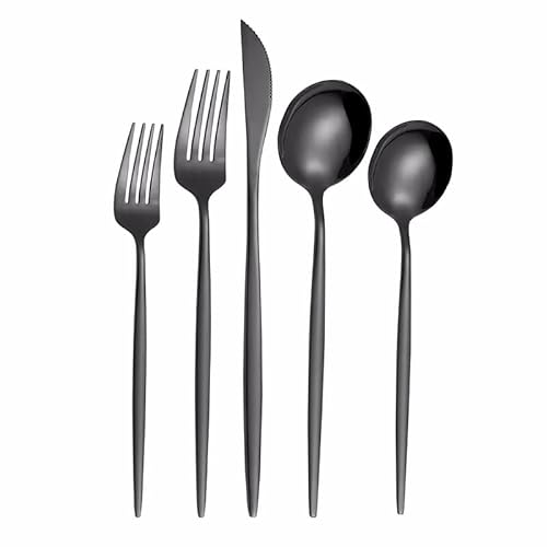 LP Fusion Home - Portuguese Style 24-Piece Stainless Steel Cutlery Set (Black) von LP Fusion