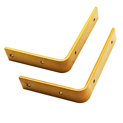 2 Pcs Shelf Brackets -Heavy Duty Industrial L Schmiedestahl Rustikal Floating Shelf Brackets, Winkel Wandhalterungen Mit Schrauben （Gold） von LP Shelf Brackets
