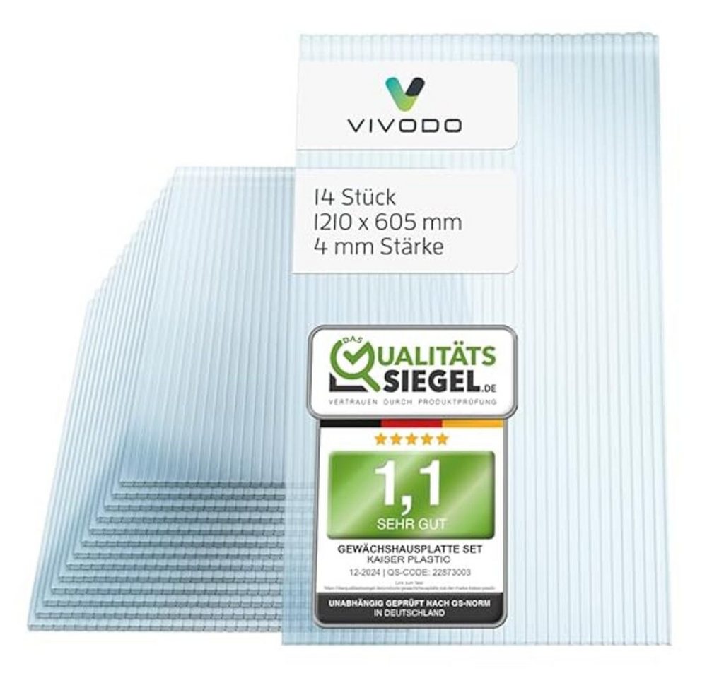 LP projekt Doppelstegplatte Gewächshausplatten 4,6,8,10 mm, Platten für Gewächshaus, 4 mm, (Platten-Set, 14-St., Erhältlich im 5er-, 6er-, 7er-, 8er-, 12er- und 14er-Set) von LP projekt