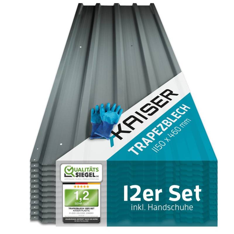 LP projekt Trapezblech Set – Verzinkte Dachplatten aus Stahl in Anthrazit, Stahl verzinkt, (Set 12-St. erhältlich als 12er Set, 24er Set oder 36er Set) Profilbleche Metall – Robuste Trapezplatten für Dach & Wand von LP projekt