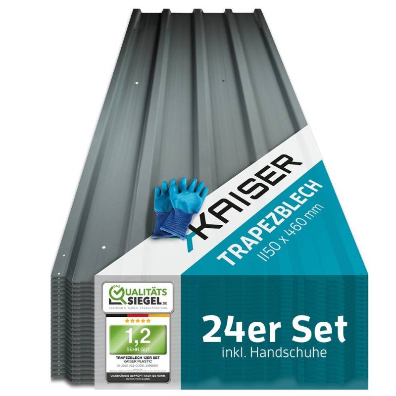 LP projekt Trapezblech Set – Verzinkte Dachplatten aus Stahl in Anthrazit, Stahl verzinkt, (Set 24-St. erhältlich als 12er Set, 24er Set oder 36er Set) Profilbleche Metall – Robuste Trapezplatten für Dach & Wand von LP projekt