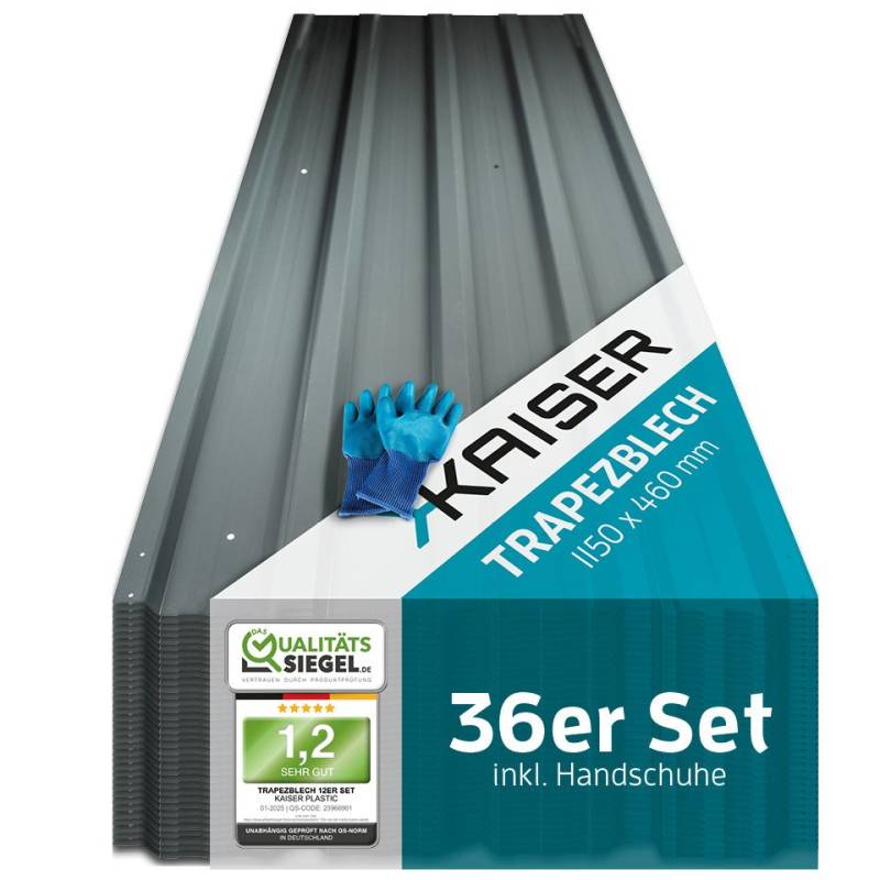 LP projekt Trapezblech Set – Verzinkte Dachplatten aus Stahl in Anthrazit, Stahl verzinkt, (Set 36-St. erhältlich als 12er Set, 24er Set oder 36er Set) Profilbleche Metall – Robuste Trapezplatten für Dach & Wand von LP projekt