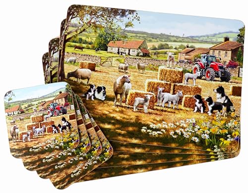 LP Tischsets und Untersetzer, Motiv: FarmCollie Hund und Schaf, 4 Stück von LP