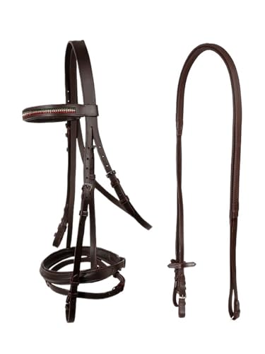 Zügel Pferd Diamond Bridle Equestrian Equipments Reitpferd Zaumzeug Trainingspferd mit Zügeln Gummi Anti-Rutsch-Wettkampfzaum(Brown M) von LPACXBYD