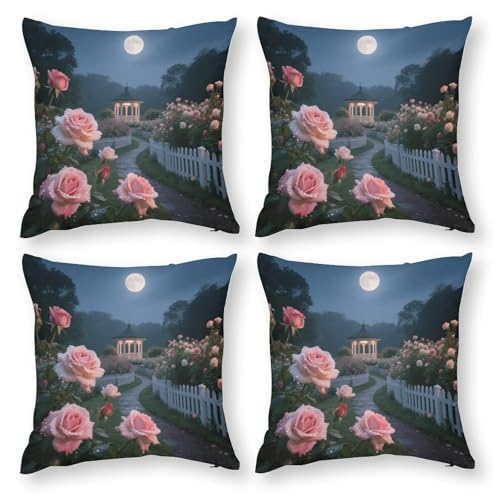 LPAGBCNU Rose Garden 4-teiliges Kissenbezug-Set, Bohemian-Sofa-Kissenbezug, dekorativer Überwurf-Kissenbezug, für Wohnzimmer, Sofa, Bett und Sofa, mit unsichtbarem Reißverschluss LPAGBCNU Rose Garden 4-teiliges Kissenbezug-Set, Bohemian-Sofa-Kissenbezug, dekorativer Überwurf-Kissenbezug, für Wohnzimmer, Sofa, Bett und Sofa, mit unsichtbarem Reißverschluss von LPAGBCNU