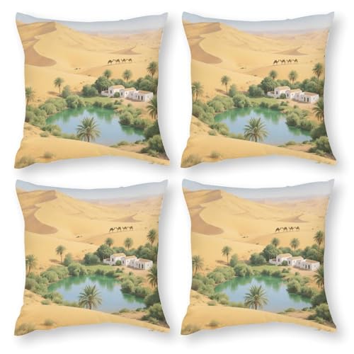 LPAGBCNU Sahara Desert Oasis 4-teiliges Kissenbezug-Set, Bohemian-Sofa-Kissenbezug, dekorativer Überwurf-Kissenbezug, für Wohnzimmer, Sofa, Bett und Sofas, mit unsichtbarem Reißverschluss LPAGBCNU Sahara Desert Oasis 4-teiliges Kissenbezug-Set, Bohemian-Sofa-Kissenbezug, dekorativer Überwurf-Kissenbezug, für Wohnzimmer, Sofa, Bett und Sofas, mit unsichtbarem Reißverschluss von LPAGBCNU