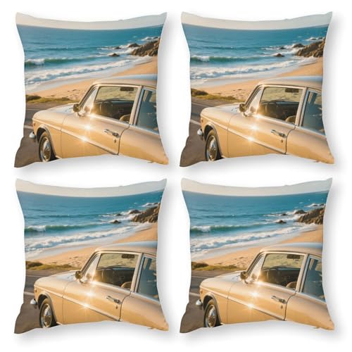 LPAGBCNU Sedan Seaside Highway 4-teiliges Kissenbezug-Set, Bohemian-Sofa-Kissenbezug, dekorativer Überwurf-Kissenbezug, für Wohnzimmer, Sofa, Bett und Sofa, mit unsichtbarem Reißverschluss LPAGBCNU Sedan Seaside Highway 4-teiliges Kissenbezug-Set, Bohemian-Sofa-Kissenbezug, dekorativer Überwurf-Kissenbezug, für Wohnzimmer, Sofa, Bett und Sofa, mit unsichtbarem Reißverschluss von LPAGBCNU