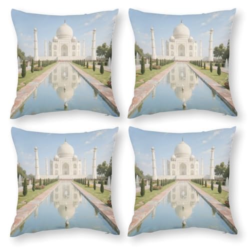 LPAGBCNU Taj Mahal Gardens 4-teiliges Kissenbezug-Set, Bohemian-Sofa-Kissenbezug, dekorativer Überwurf-Kissenbezug, für Wohnzimmer, Sofa, Bett und Sofa, mit unsichtbarem Reißverschluss LPAGBCNU Taj Mahal Gardens 4-teiliges Kissenbezug-Set, Bohemian-Sofa-Kissenbezug, dekorativer Überwurf-Kissenbezug, für Wohnzimmer, Sofa, Bett und Sofa, mit unsichtbarem Reißverschluss von LPAGBCNU