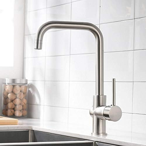 LPAGOLMIX Küchenmischbatterie Wasserhahn, Wasserhahn aus gebürstetem Nickel, 360 Grad drehbar, 2 Funktionen, Wasserauslass, Mischbatterie for Küchenspüle von LPAGOLMIX
