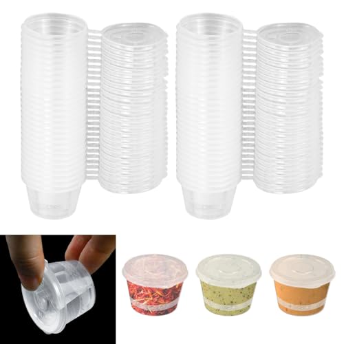 LPAMABA 100 Stück Aufbewahrungsdosen mit Deckel 1oz Frischhaltedosen Auslaufsicher Kleine wiederverwendbarer Plastikbehälter Behälter Saucenbecher für Soßen, Dips, Gewürze, Mikrowellengeeignet - 25ml LPAMABA 100 Stück Aufbewahrungsdosen mit Deckel 1oz Frischhaltedosen Auslaufsicher Kleine wiederverwendbarer Plastikbehälter Behälter Saucenbecher für Soßen, Dips, Gewürze, Mikrowellengeeignet - 25ml von LPAMABA
