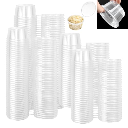 LPAMABA 100 Stück Aufbewahrungsdosen mit Deckel 50ML Frischhaltedosen Auslaufsicher Kleine Plastikbehälter Lagerbecher Behälter Saucenbecher für Soßen, Dips, Gewürze, Mikrowellengeeignet von LPAMABA