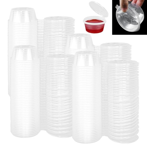 LPAMABA 100 Stück Aufbewahrungsdosen mit Deckel 75ml Frischhaltedosen Auslaufsicher Kleine Plastikbehälter Lagerbecher Behälter Saucenbecher für Soßen, Dips, Gewürze, Mikrowellengeeignet von LPAMABA