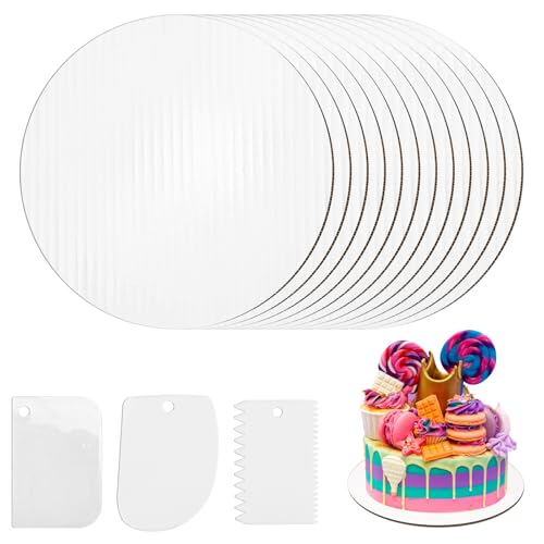 LPAMABA 12 Stück Ø20cm 8inch Rund Tortenunterlage Papier Unterplatten Torten Kuchen Unterplatten Tortenplatte Tortenpappe Kuchen Pappe Cake Board Weiß für Kuchen Torten Transport Party von LPAMABA