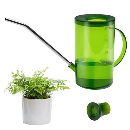 LPAMABA 1L/34oz Gießkanne Zimmerpflanzen Blumengießkanne Klein Pflanzengießkanne Kunststoff Innen Gießkanne mit langem Auslauf Grün Blumengießkanne Plastik für Blumen Sukkulenten von LPAMABA