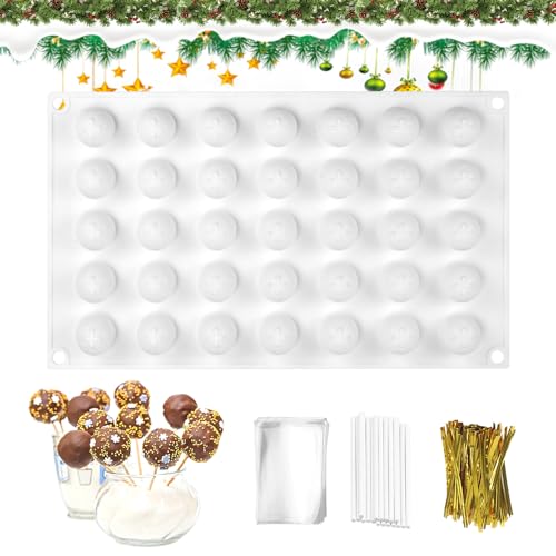 LPAMABA 35 Löcher Ø2cm runde Schokoladenformen Silikonform Kugel Pralinenform Kugelform Silikon Schokolade Kugelform Silikonform Pralinen Schokoladentafel Form Süßigkeiten Gelee Bonbons Form Backform von LPAMABA
