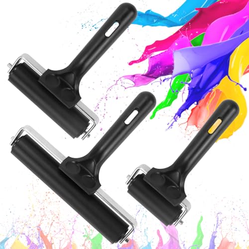 LPAMABA 6/10/15cm Gummiwalzen Gummi Malerwalze Farbwalze Farbroller Linolfarbwalze Linoldruck Walzen Kleberwalze Gummiroller Maler Andrückroller Brayer Roller Linoldruck Tintenfarbblock Blockdruck von LPAMABA