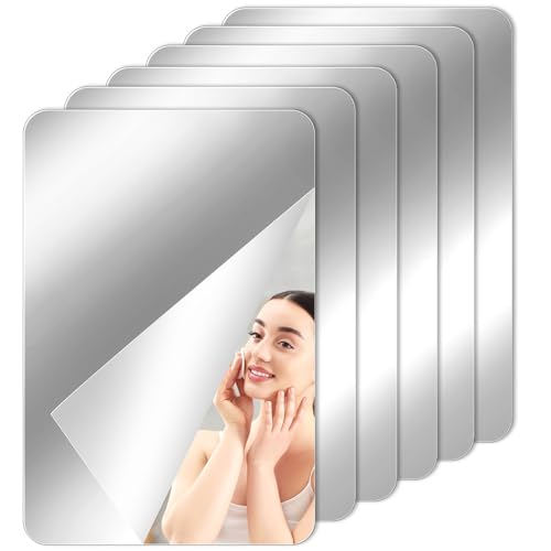 LPAMABA 6er Set 30x20 cm Acryl Fliesenspiegel Selbstklebend Spiegelfliesen zum Aufkleben Acryl Spiegel Wandspiegel Selbstklebend Klebespiegel Wand Spigelfolie Dekospiegel Büro Bad Zuhause von LPAMABA