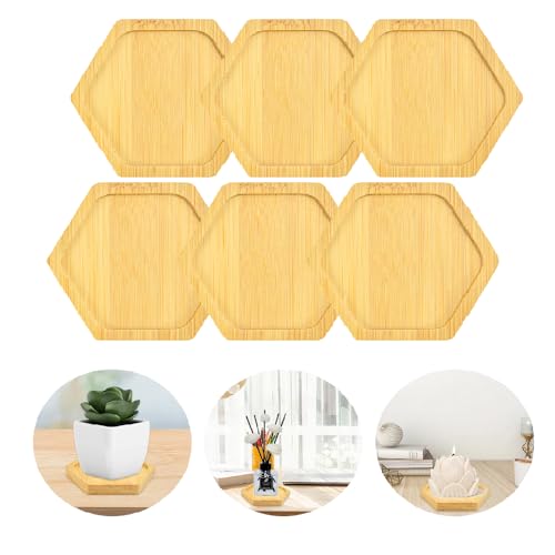 LPAMABA 6er Set Hexagon Kerzenteller Holz Kerzenunterteller Kerzen Dekoteller Stumpenkerzen Holzuntersetzer Kerzen Holzplatte Holz kerzenuntersetzer für Taufkerzen bis xx cm Hochzeit Taufe Tischdeko von LPAMABA