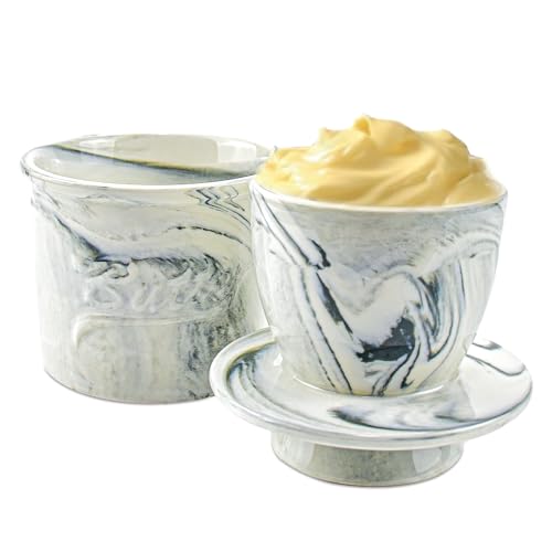 Keramik Butterdose 6 oz/180 ml Französische Butterdose mit Deckel Butterdose Porzellan Wassergekühlt mit Wasserlinie Keramik-Butterbehälter Porzellan Buttertopf für Frische und Streichfähige Butter Keramik Butterdose 6 oz/180 ml Französische Butterdose mit Deckel Butterdose Porzellan Wassergekühlt mit Wasserlinie Keramik-Butterbehälter Porzellan Buttertopf für Frische und Streichfähige Butter von LPAMABA