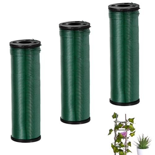 LPAMABA 3 Rollen 100 M/Rolle ø0,7mm Bindedraht Wickeldraht Blumendraht Blumen Pflanzen Basteldraht Wickeldraht Garten Blumen Bindedraht Grün Floristendraht Graht Für Blumensträußen von LPAMABA