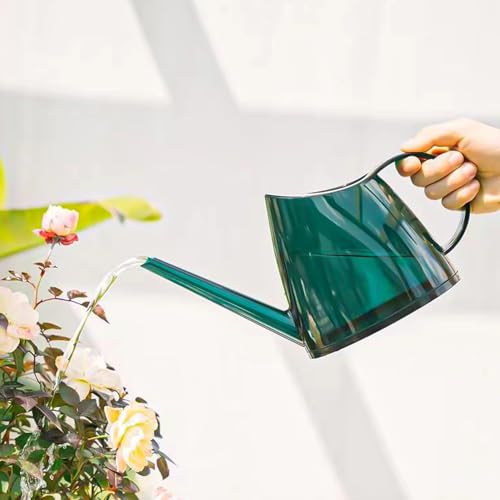 LPAMABA Gießkanne langem Auslauf 1,4L Gießkanne Indoor Giesskanne Kunststoff Gießkanne Klein Blumengießkanne für Zimmerpflanzen Sukkulenten Mini Gießkanne Grün Transparent Gartengießkanne 47OZ von LPAMABA
