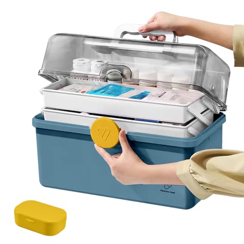 LPAMABA Hausapotheke Box Medikamenten Aufbewahrung Groß Medizinbox Medizinkoffer Erste Hilfe Koffer Medikamentenbox Multifunktions Aufbewahrungsbox Apothekenbox mit Tragegriff, 34 x 21.5 x 19cm, Blau LPAMABA Hausapotheke Box Medikamenten Aufbewahrung Groß Medizinbox Medizinkoffer Erste Hilfe Koffer Medikamentenbox Multifunktions Aufbewahrungsbox Apothekenbox mit Tragegriff, 34 x 21.5 x 19cm, Blau von LPAMABA