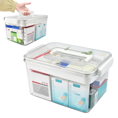 LPAMABA Hausapotheke Box Medikamenten Aufbewahrung Mittle Medizinbox Medizinkoffer Erste Hilfe Koffer Medikamentenbox Multifunktions Aufbewahrungsbox Apothekenbox mit Tragegriff 28x18x17cm Transparent LPAMABA Hausapotheke Box Medikamenten Aufbewahrung Mittle Medizinbox Medizinkoffer Erste Hilfe Koffer Medikamentenbox Multifunktions Aufbewahrungsbox Apothekenbox mit Tragegriff 28x18x17cm Transparent von LPAMABA