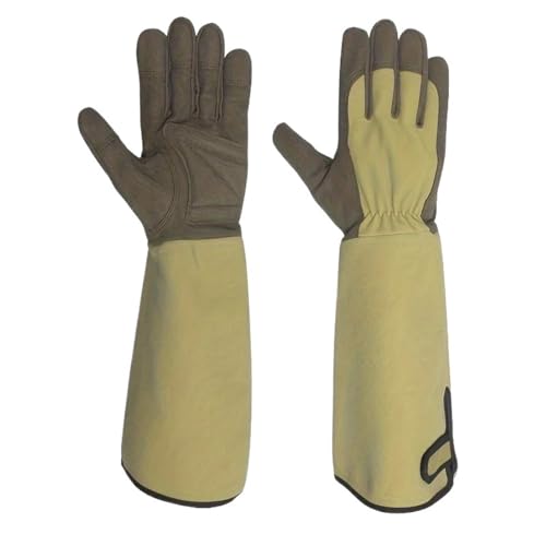 LPATEBCVU Lange Gartenhandschuhe Lange Gartenarbeitshandschuhe, dornensichere Handschuhe, Canvas-Gartenhandschuhe for Beschneiden von Rosen mit Touchscreen, atmungsaktive Arbeitshandschuhe(M) von LPATEBCVU
