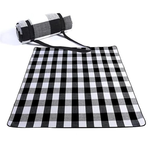 LPATEBCVU Picnic Blanket Rot Weiß Plaid Outdoor Faltbare wasserdichte Picknick Matte Mode Verdicken Pad Atmungsaktive Weiche Tragbare Camping Reise Strand Decke(B,150x200cm) von LPATEBCVU
