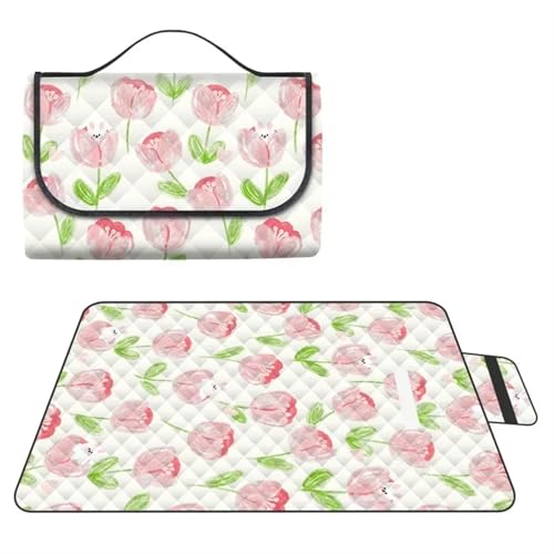LPATEBCVU Picnic Blanket Verdickte wasserdichte Picknick-Stranddecke Camping-Bodenmatte(Red Flower,200x200CM) von LPATEBCVU