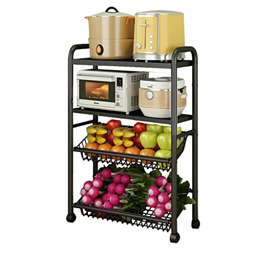 LPBSKHJW Rollbares Küchenregal mit 4–5 Ebenen, Abnehmbarer Metallwagen mit Netzkorb, Gemüse- und Obstkorb für Esszimmer, Wohnzimmer, Speisekammer, Schrank von LPBSKHJW