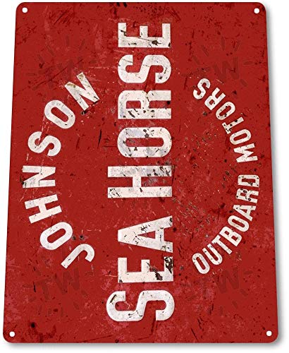 Blechschild B572 Johnson Sea Horse Outboard Motors Retro Bootfahren Angeln Marina Metall Dekor 40,6 x 30,5 cm von LPDCJF