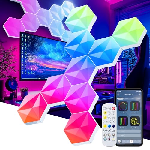 LPDISPLAY 10 Pack Smart Hexagon Light Panels, 55mm Side Length, with RGB-IC, Color Changing, Music Sync, Time Switch for Indoor Decor, Gaming Decor LPDISPLAY 10 Pack Smart Hexagon Light Panels, 55mm Side Length, with RGB-IC, Color Changing, Music Sync, Time Switch for Indoor Decor, Gaming Decor von LPDISPLAY
