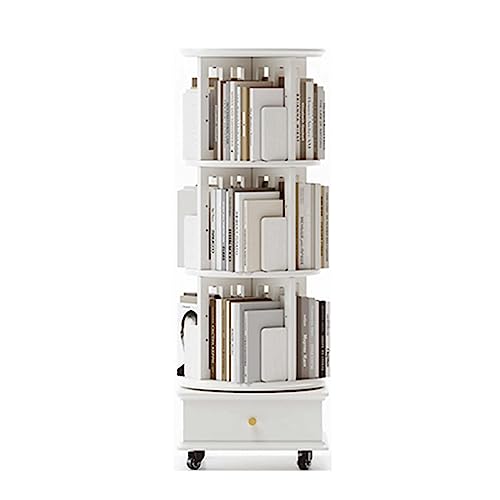 LPEIJIE Zuverlässiges Bücherregal mit 4 Ebenen, um 360° drehbares Bücherregal, umweltfreundliches Bücherregal mit 1 Schublade, freistehendes Bücherregal mit stapelbarem Regal, sicher und stabil von LPEIJIE