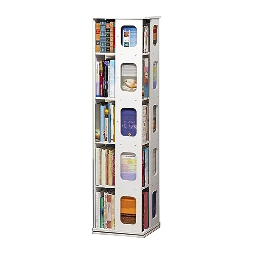 Zuverlässiges Bücherregal, um 360° drehbares Bücherregal, modernes 5-stufiges Boden-Bücherregal, umweltfreundliches Massivholz, 360°-Präsentationsregal, Bücherregal für Kinder und Erwachsene, sic von LPEIJIE