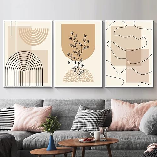 Beige High-end Poster Mural Set, Fashionable and Minimalist Canvas Painting, Decorated on Background Walls Such as Living Rooms, Bedrooms, Corridors, Etc, Frameless (40x60cm*3) von LPFNSF