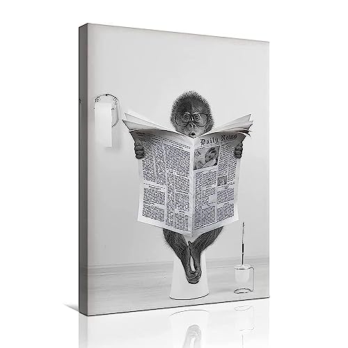 LPFNSF Badezimmer Bilder Bad Tier in der Badewanne Bild Lustige Wandkunst Drucke Leinwand Poster Dekoration des Badezimmers Ohne Rahmen. (Affe, 60x90cm) von LPFNSF