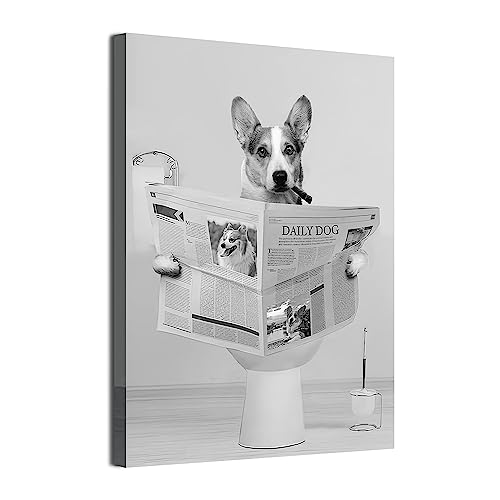 LPFNSF Badezimmer Bilder Bad Tier in der Badewanne Bild Lustige Wandkunst Drucke Leinwand Poster Dekoration des Badezimmers Ohne Rahmen. (Rauchender Hund, 20x30cm) von LPFNSF