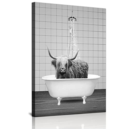 LPFNSF Badezimmer Bilder Bad Tier in der Badewanne Bild Lustige Wandkunst Drucke Leinwand Poster Dekoration des Badezimmers Ohne Rahmen. (Style C, 70x100cm) von LPFNSF