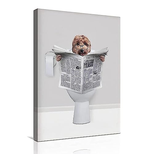 LPFNSF Badezimmer Bilder Bad Tier in der Badewanne Bild Lustige Wandkunst Drucke Leinwand Poster Dekoration des Badezimmers Ohne Rahmen. (Zeitung Hund, 40x60cm) von LPFNSF