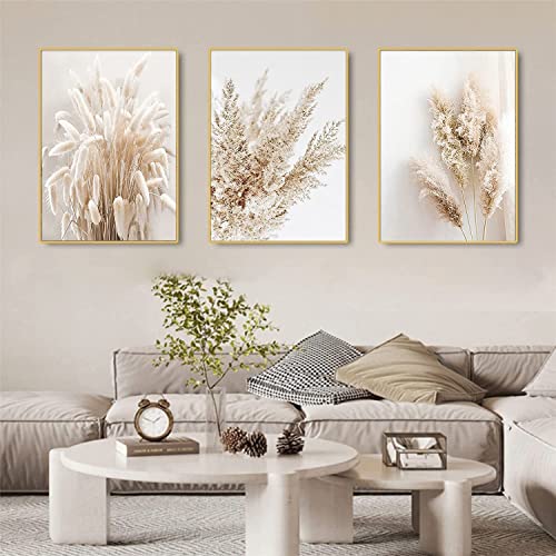 LPFNSF Beige Reed Modern Art Poster Set, Kunstdruck Poster, Schlafzimmer, Wohnzimmer, Korridor, Restaurant Hintergrund Wanddekoration Poster Bild, Borderless (40x60cm*3) von LPFNSF