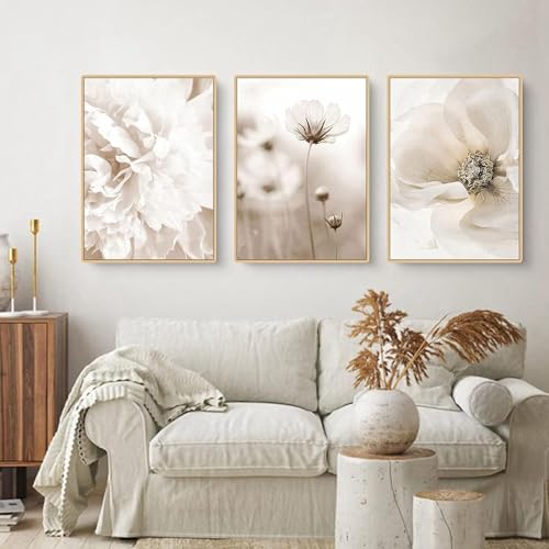 LPFNSF Beige Wohndekoration Plakat, Moderne Schilfpflanze Dekoration Landschaftsmalerei, Schlafzimmer, Wohnzimmer, Büro Hintergrund Wanddekoration Plakat, Rahmenlos (Stil 10,40x60cm*3) von LPFNSF
