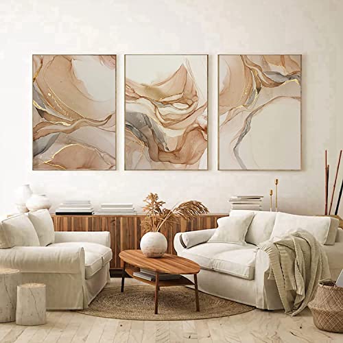 LPFNSF Moderne Kunst Poster Set, Gold Marmor Kunst Druck Poster, Schlafzimmer, Wohnzimmer, Korridor, Restaurant Hintergrund Wand Dekoration Poster Bild, Grenzlos (60x90cm*3) von LPFNSF