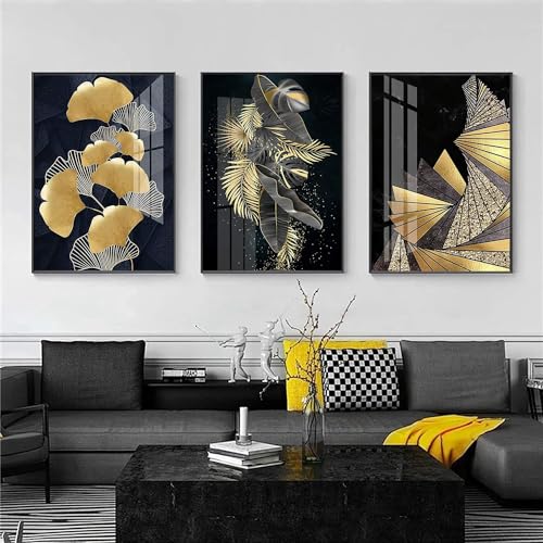 LPFNSF Moderner Abstrakter Postersatz, Böhmischer Stil Zu Hause Hintergrund Wanddekoration Bild, Pflanzenblatt Gedrucktes Poster, Rahmenlos (Stil 2,40x60cm*3) von LPFNSF