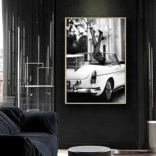 LPFNSF Schwarzes Und Weißes Mädchen Dekoration Plakat, Moderne Und Modische Frauendekoration Malerei, Schlafzimmer, Wohnzimmer Hintergrund Wanddekoration Gedrucktes Poster, Rahmenlos. (C 4,40x60cm*1) von LPFNSF